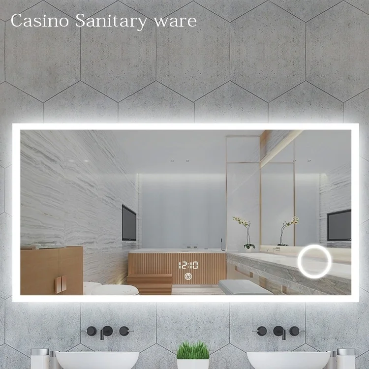 Espelho led americano com moldura preta, espelho personalizado de tamanho grande para salão de beleza com luz led com ce