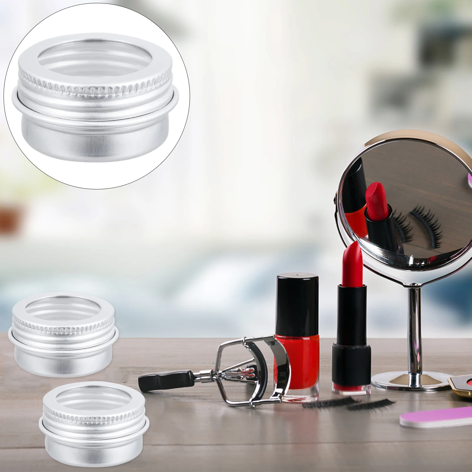 15 Pcs Lip Gloss Tubes Window Threaded Aluminum Box Makeup Containers Jar Aluminium