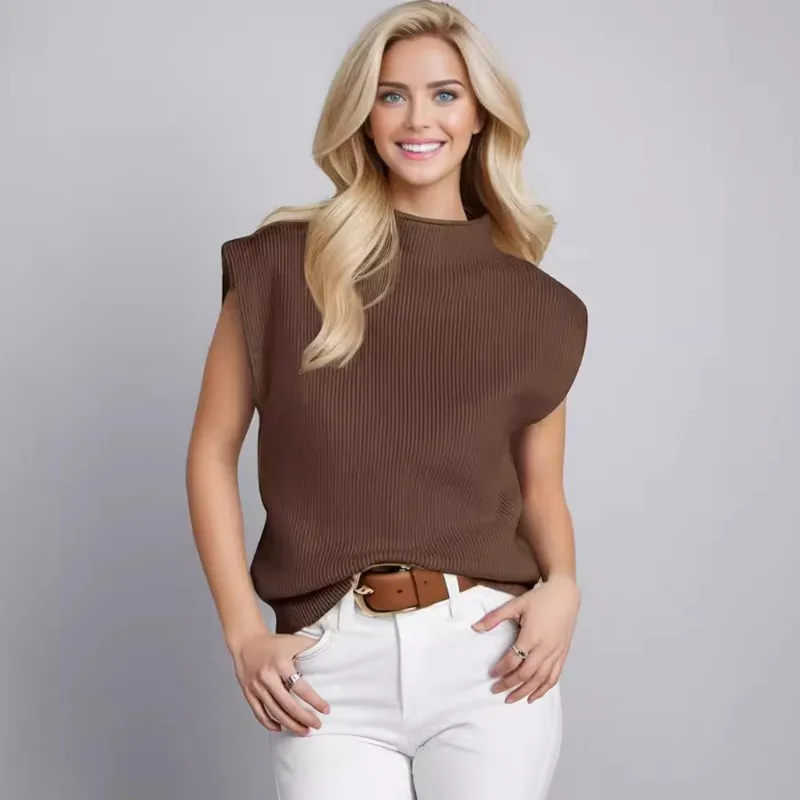 

Tuularose Women's High Neck Sweater Vest Fashion Sleeveless Casual Pullover Autumn Office Lady Solid Knit Sweater Female Outfits