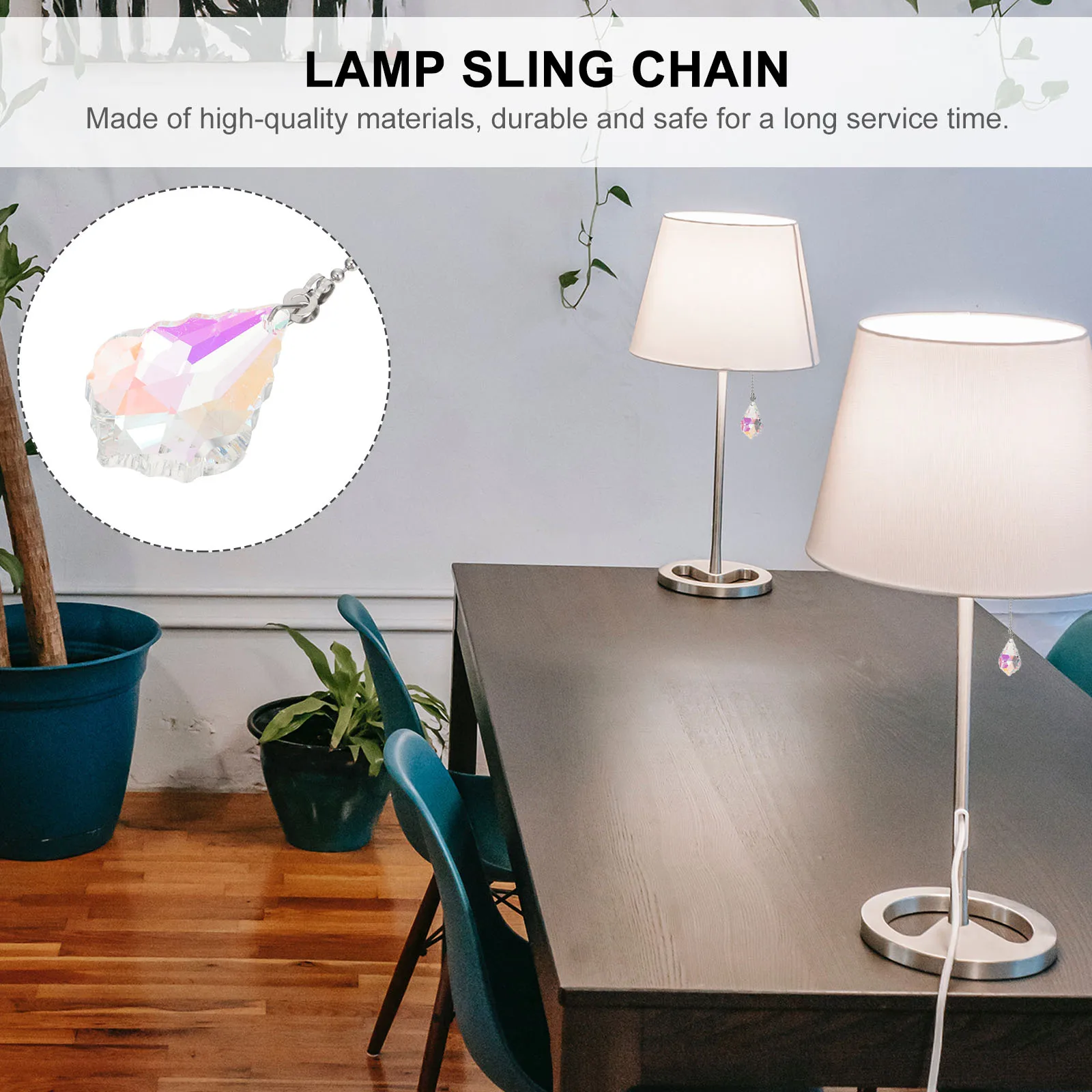 

2pcs Crystal Lamp Pendants Fan Decor Hanging Decoration Light Ornaments Indoor Pendants Lamp Sling Chain Durable