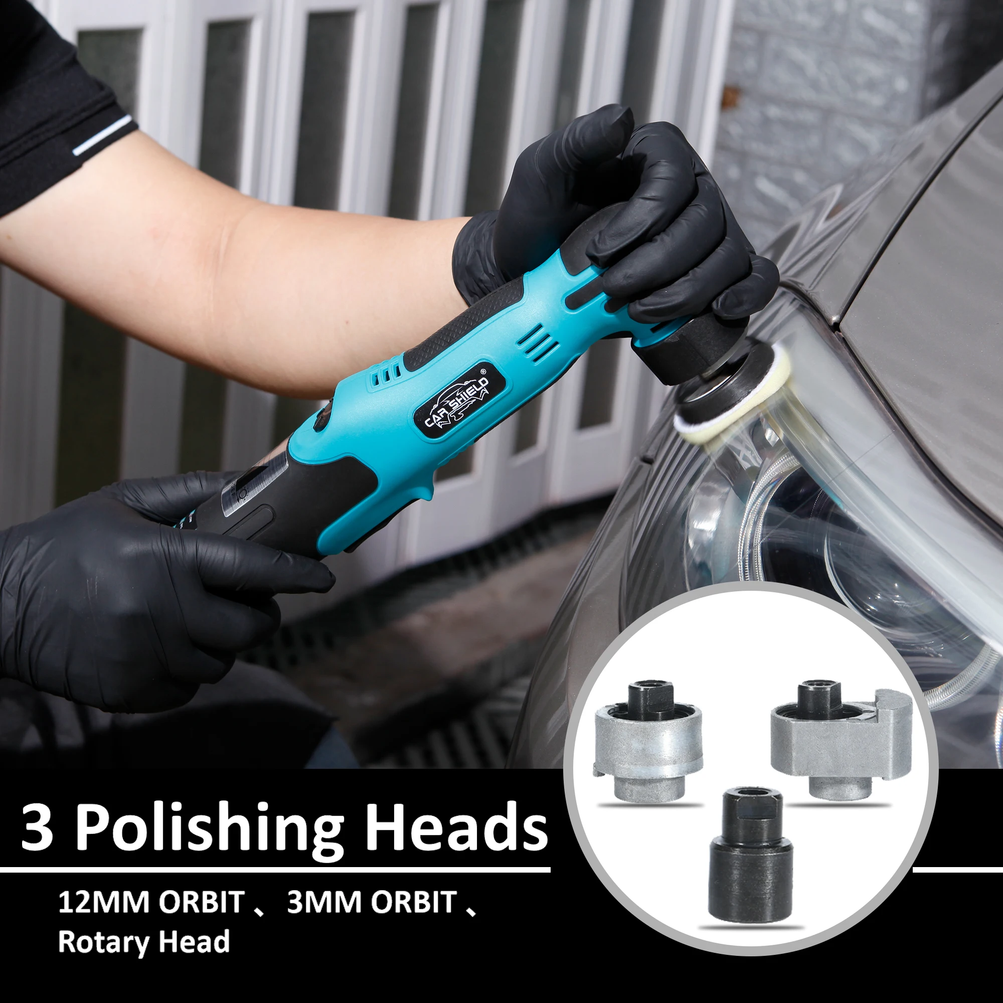 Car Shield 80W 1.2''/2'' Cordless Polisher Dual Action Rotary Buffer Machine Polisher