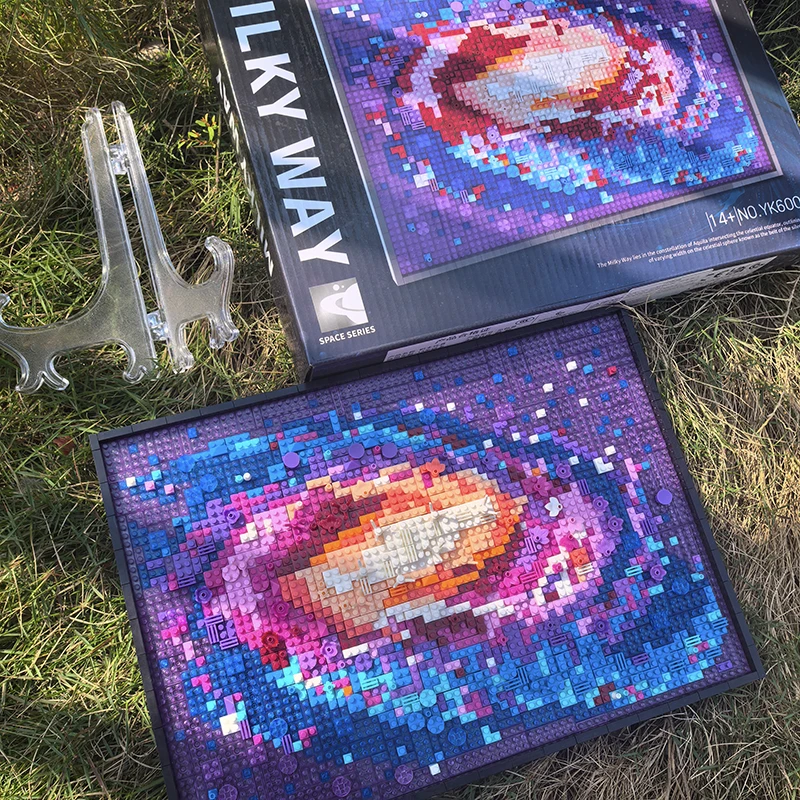 

Creative 3D Oil The Milky Way Galaxy Painting Building Blocks Set Famous Nebula Art Photo Frame Home Decorations Toys Adult Gift