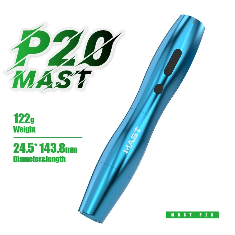 Mast P20 Draadloze Tatoeëeremachine Volledige Kit 2,5 mm Slag Permanent Make-up Pen 1000 mAh Batterij 122 g Lichtgewicht Design voor PMU Werk