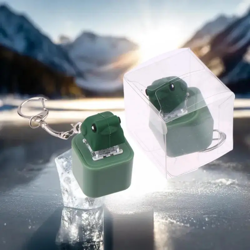 1/2 قطعة سلسلة المفاتيح الإبداعية صانع ضوضاء الضفدع ، ضوء LED ، لعبة تململ تخفيض التوتر ، مصدر طاقة لوحة المفاتيح