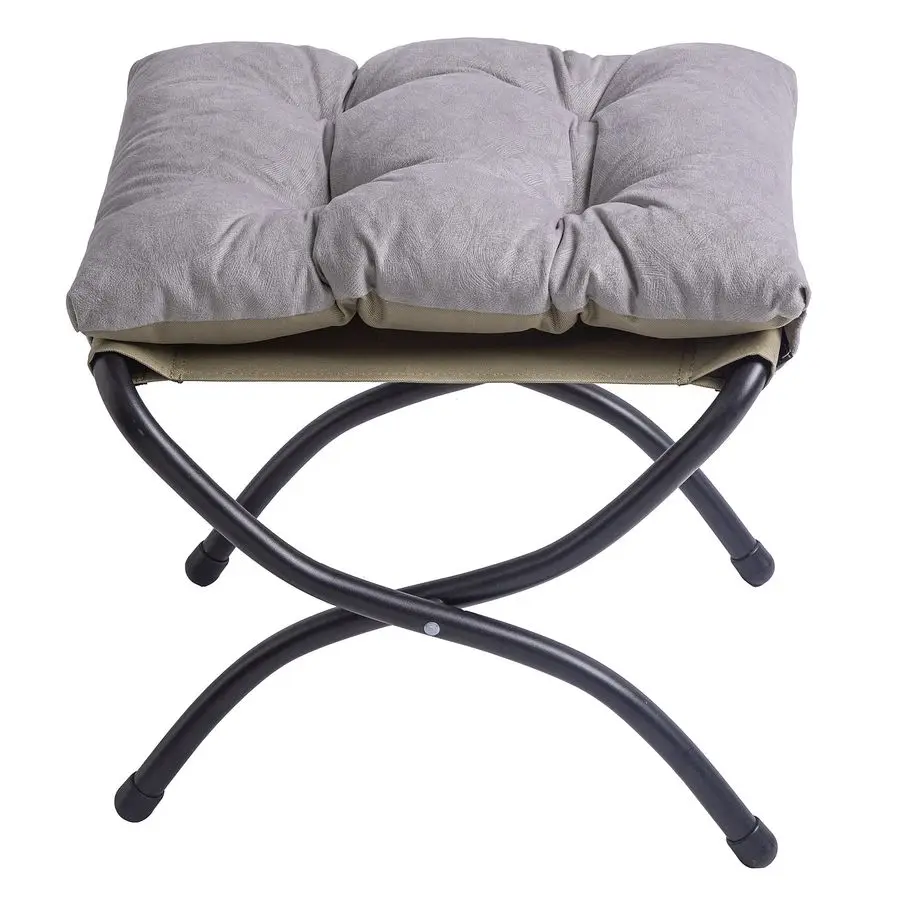 

Складной пуфик-табурет на 15 мест с металлическим каркасом, моющийся, светло-серый, с обивкой, для использования в помещении и на улице, для гостиной, спальни