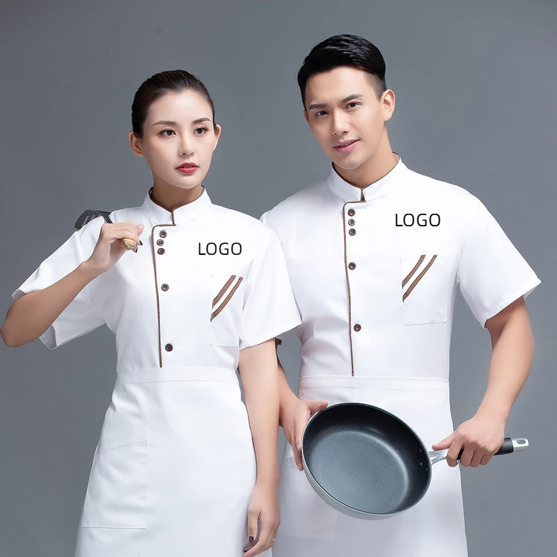 Summer Breathable Chef Uniform Work Uniform Men Women Embroidery Name Print Logo Shirt Jacket Bread Restaurant Cake Shop Kitchen