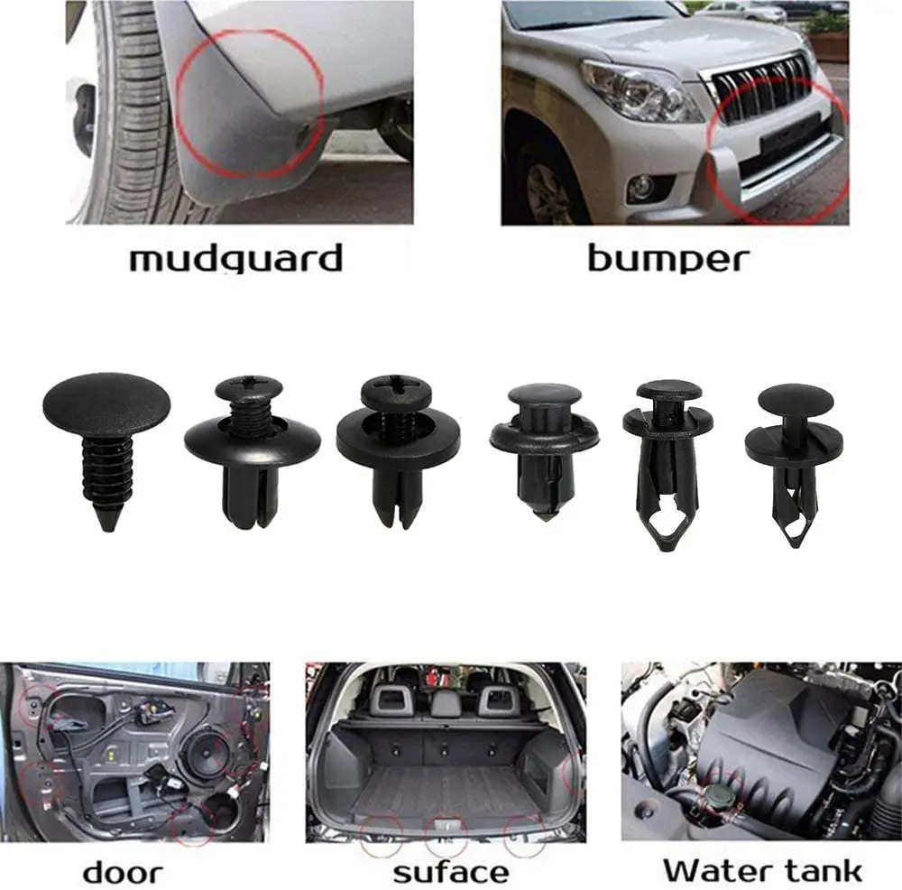 190 pezzi clip di fissaggio per auto kit di elementi di fissaggio in plastica di 6 dimensioni clip per pannello di rivestimento automatico set di