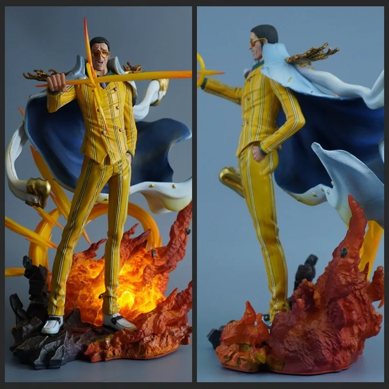 

One Piece Anime Figure Admiral Borsalino Yellow Monkey Light Up LED Battle Version Model Statue Desktop Decor Gift