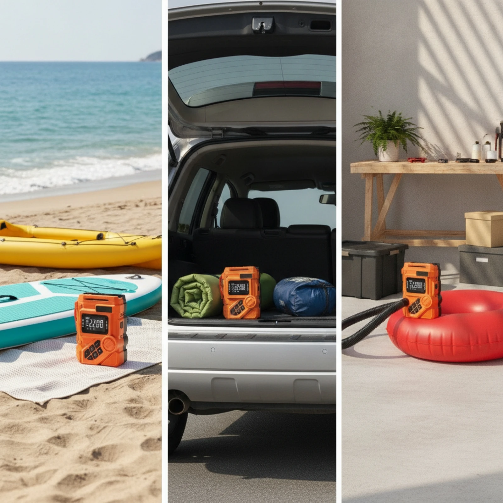 SUP Pump Portable Electric Pump with Nozzle Adapters High Pressure Compact for Paddle Boarders, Beach, Camping