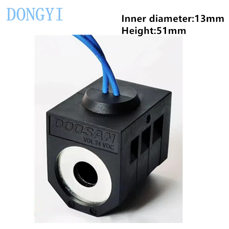 

DOOSAN Excavator Accessories DH150-7/220-7/225-7 Pilot Solenoid Valve Coil DC12V DC24V Inner Diameter 13mm Height 51mm