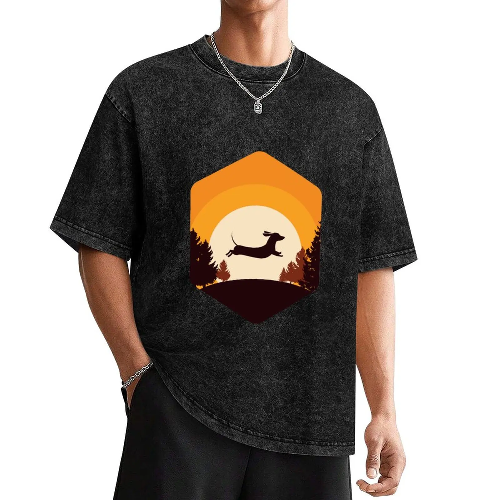 

Dachshund Moon Sunset Design for doxie lovers T-Shirt football t shirt sublime men tshirt
