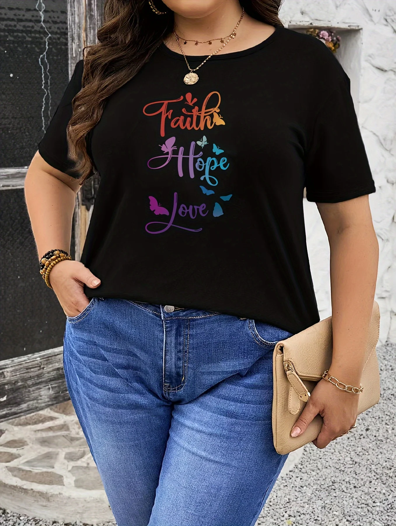 レディース プラスサイズ Tシャツ グラフィック半袖衣類トップ、ゆったりとしたカジュアル、柔らかく快適な通気性、アウトドアスポーツ