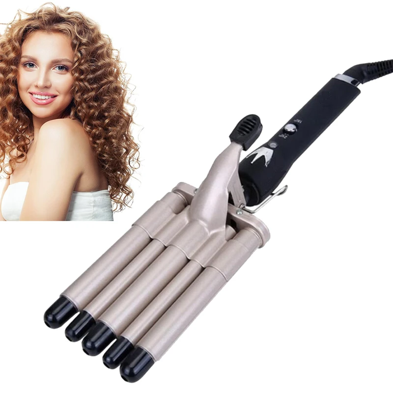 Hair Curler Electric Ceramic Coating Curling Iron Roller 5 Barrel Styler Hair Waves 5 Barrels Dual Voltage Hair Styling Tools