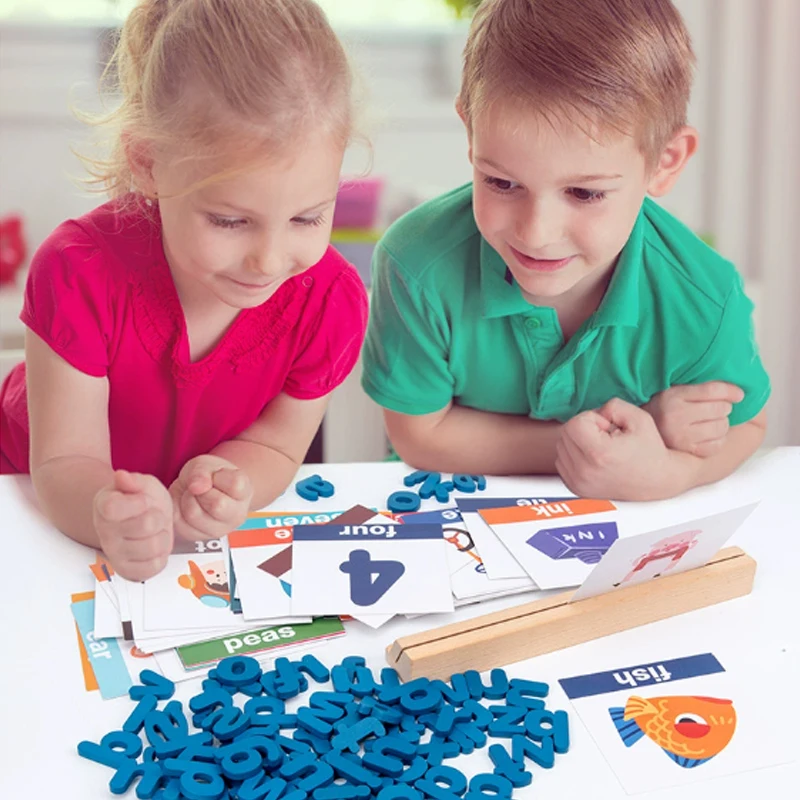 @@Giocattolo in legno per bambini, abbinamento di lettere, Famiglia di parole ortografiche, Gioco da tavolo puzzle con alfabeto giocattolo Montessori per la prima educazione del bambino? ?