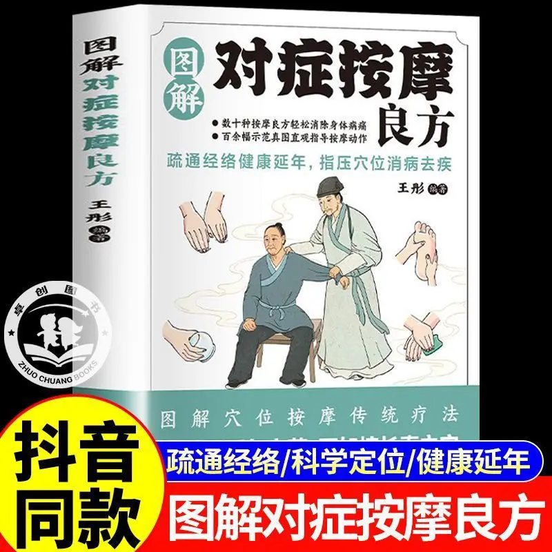 

Illustrations of Targeted Massage Remedies, Traditional Chinese Medicine Health Books, Unblocking Meridians and Acupoints