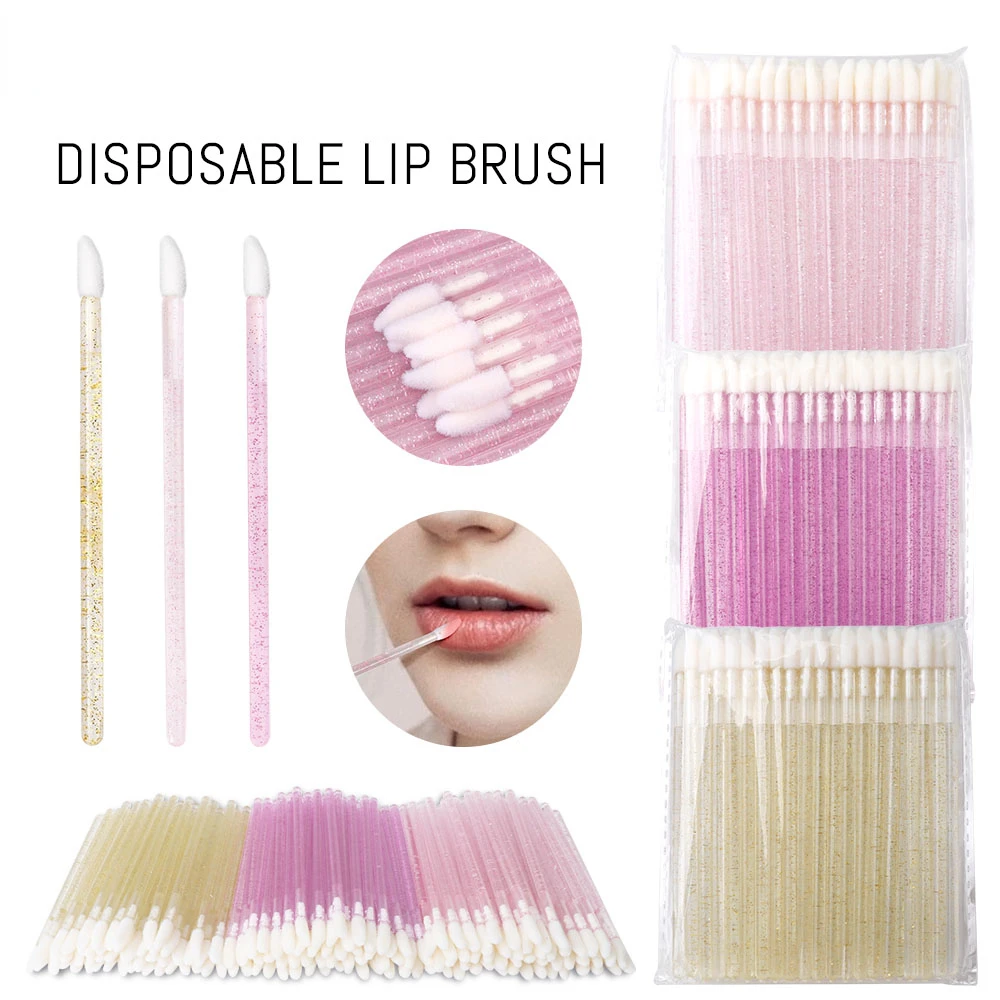 50 قطعة فرشاة الشفاه القابل للتصرف كريستال رمش تمديد ماسكارا قضيب أحمر الشفاه الصولجانات مجموعة النساء ماكياج فرش أدوات #1
