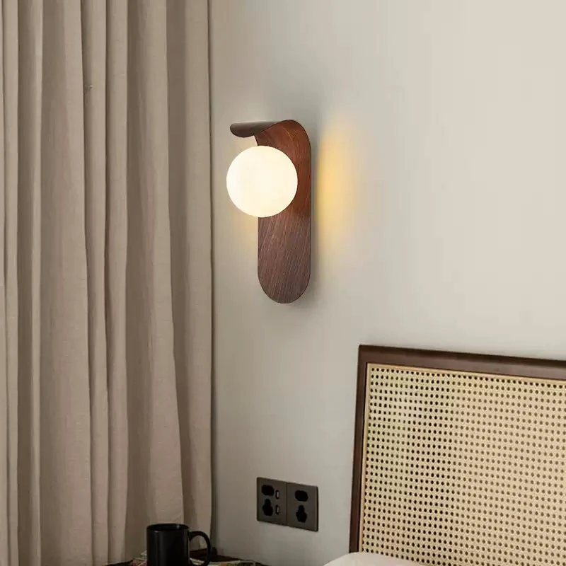

Interior LED Wall Lamp for Living Room Background 7W G9 Bulb Walnut Color Wall Light Indoor Home Decor Lamps Bedroom Lighting