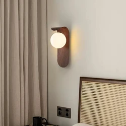 Interior LED Wall Lamp for Living Room Background 7W G9 Bulb Walnut Color Wall Light Indoor Home Decor Lamps Bedroom Lighting