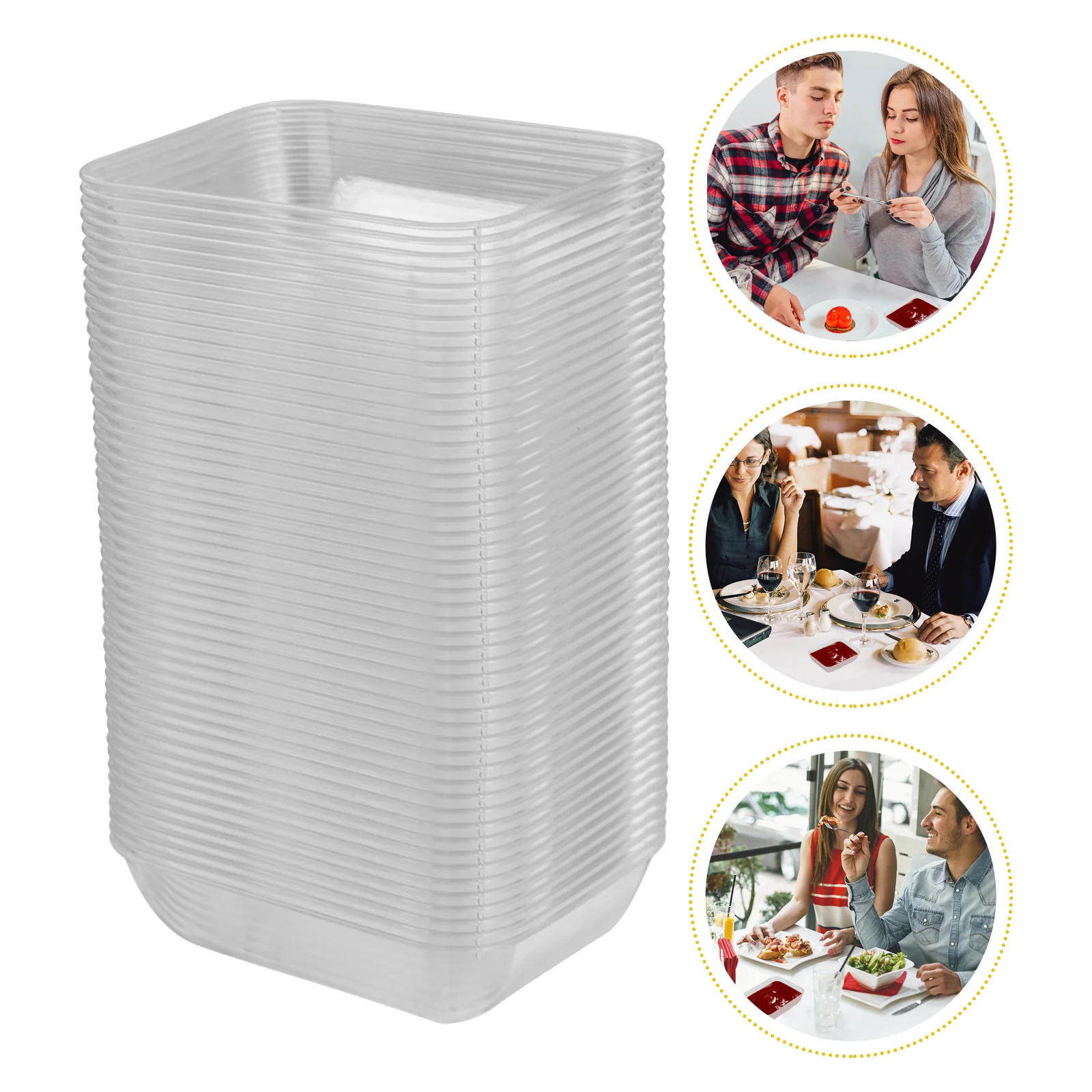 

50 Pcs Dish Soy Sauce Dishes Trays Appetizer Plates Dipping Plastic Vinegar Holder Rectangular Food Ketchup