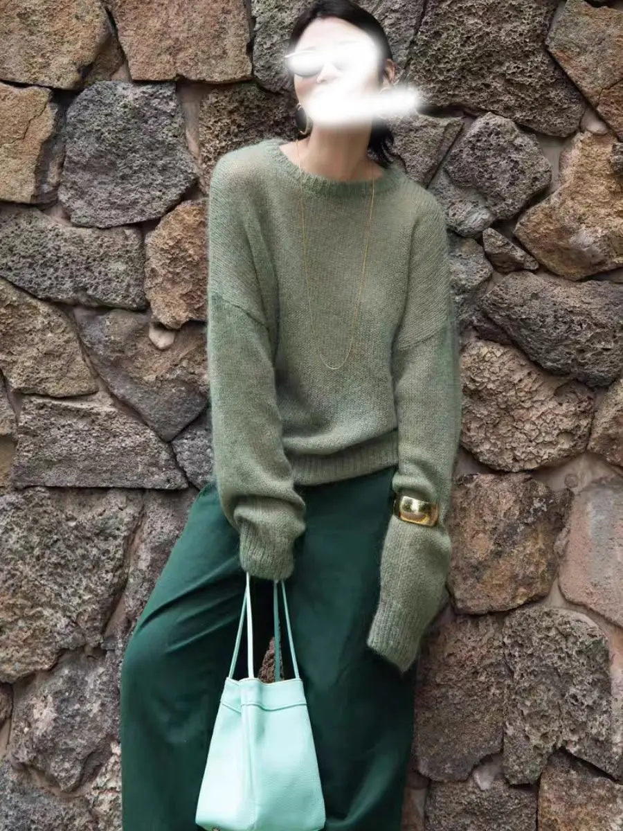 여성용 스웨터 단색 가을 겨울 한국 패션 심플 소프트 캐주얼 니트 여성 스웨터 오피스 레이디