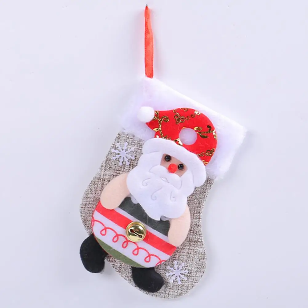 Candy Gift Bag Pendant Festive Plush Christmas Stocking Set Santa Snowman Reindeer Holiday Hanging for Tree for Family