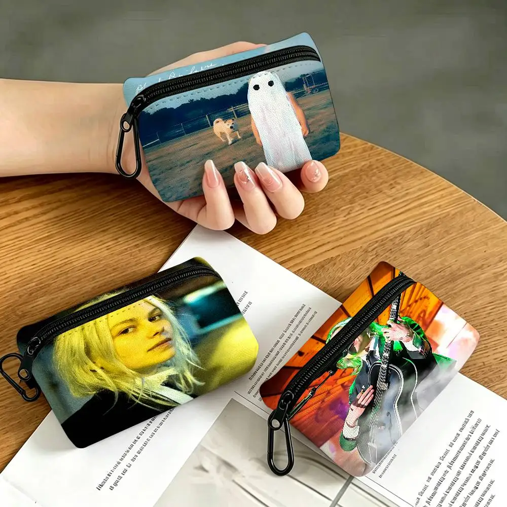 Phoebe Bridgers Music Album Lightweight Oxford Fabric Coin Purse With Black Carabiner Hook Card Holder Earphone Storage Pouch