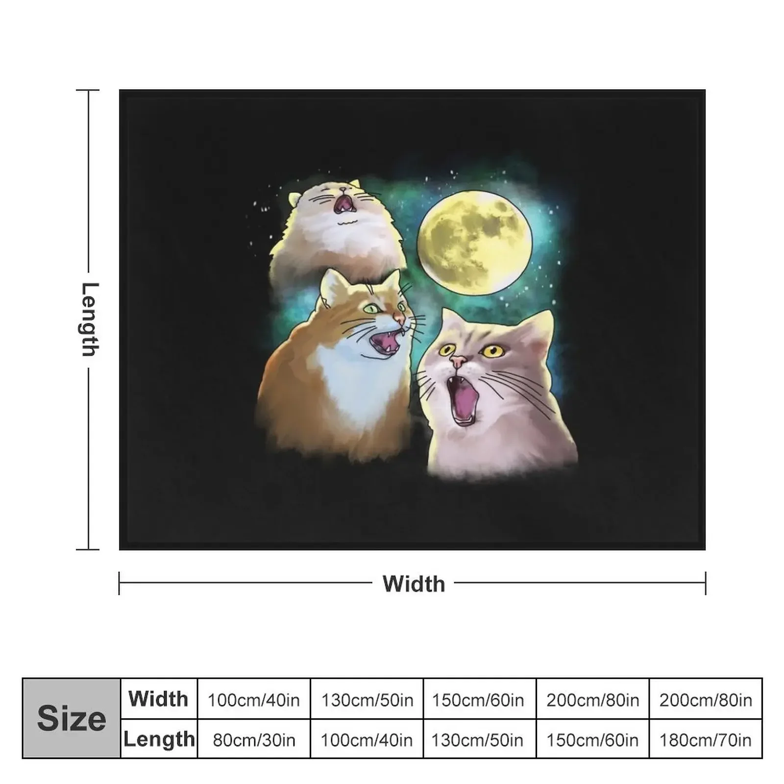 Three Cat Moon 3 Wolf Moon Funny Parody Throw Blanket christmas decoration Bed Fashionable valentine gift ideas Blankets