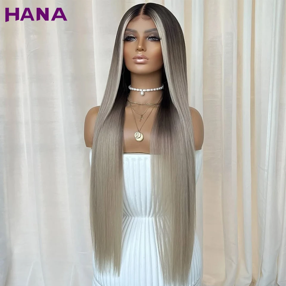 

Ombre Gray Blonde Colored Straight 5X5 Closure Wigs For Women Human Hair 200% Density 13X6 13X4 Transparent Lace Frontal Wigs