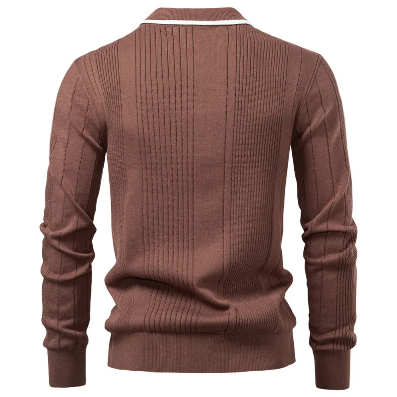 

2025Autumn and Winter New European Size Turn-Down Collar Men's SweaterpoloHalf Zipper High Quality Knitted Sweater Men's Clothin
