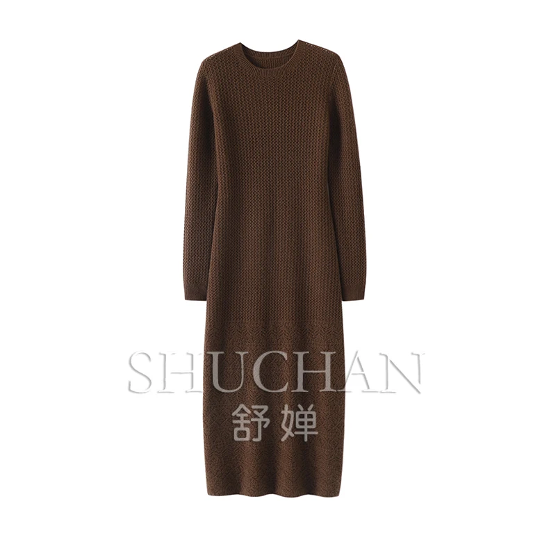 

Long 100% Cashmere Women's Knee Knitted Dress Autumn and Winter Vestidos De Mujer Invierno White Dress Women