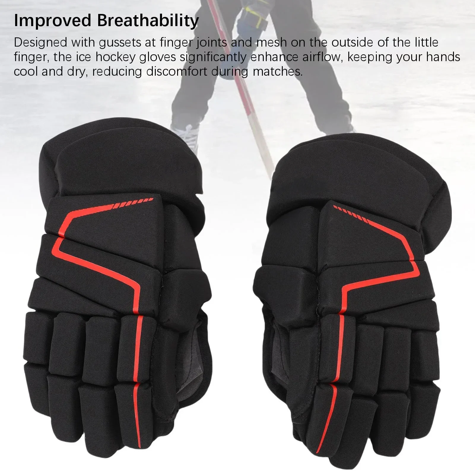 Ice Hockey Gloves Nylon EVA Foam Protective Breathable Outdoor Roller Street Hockey Gloves For Hockey Players