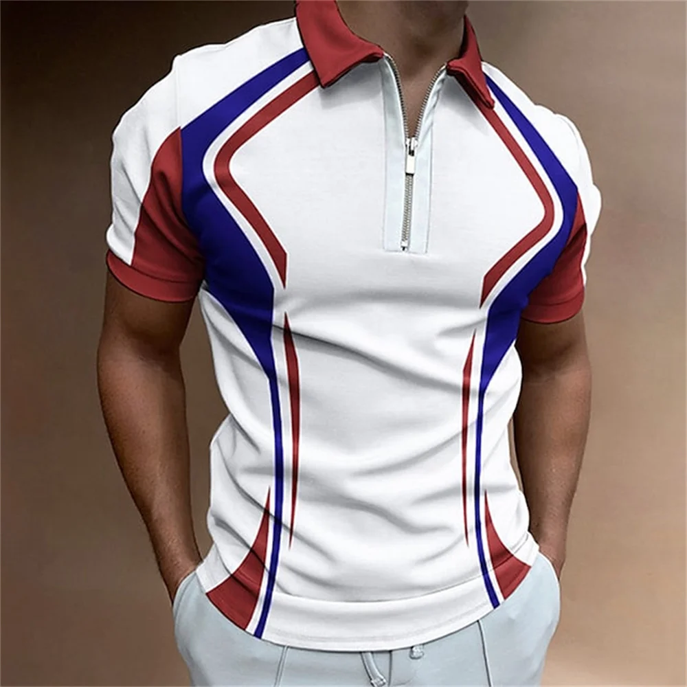 Polo Rayé à Manches Courtes pour Homme, T-shirt Respirant, Col Rabattu, Streetwear, Marque de Luxe, Haute Qualité