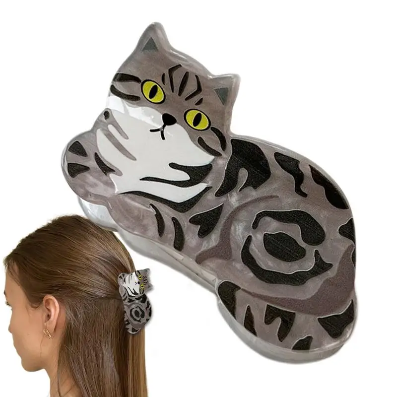 Cute Cartoon Cat Puppet Kitten Hair Clip High Grade Acrylic Hair Claw Back Of Head Coiled Hair Shark Clip