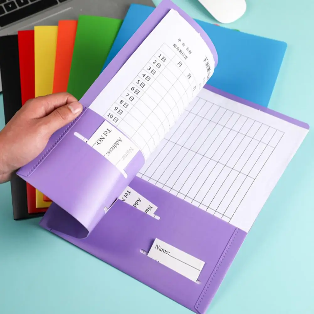 Carpetas de archivos con bolsillos, carpetas organizadoras de papel, carpetas de archivos de plástico impermeables con bolsillos, ranura para tarjetas de visita, paquete de 6