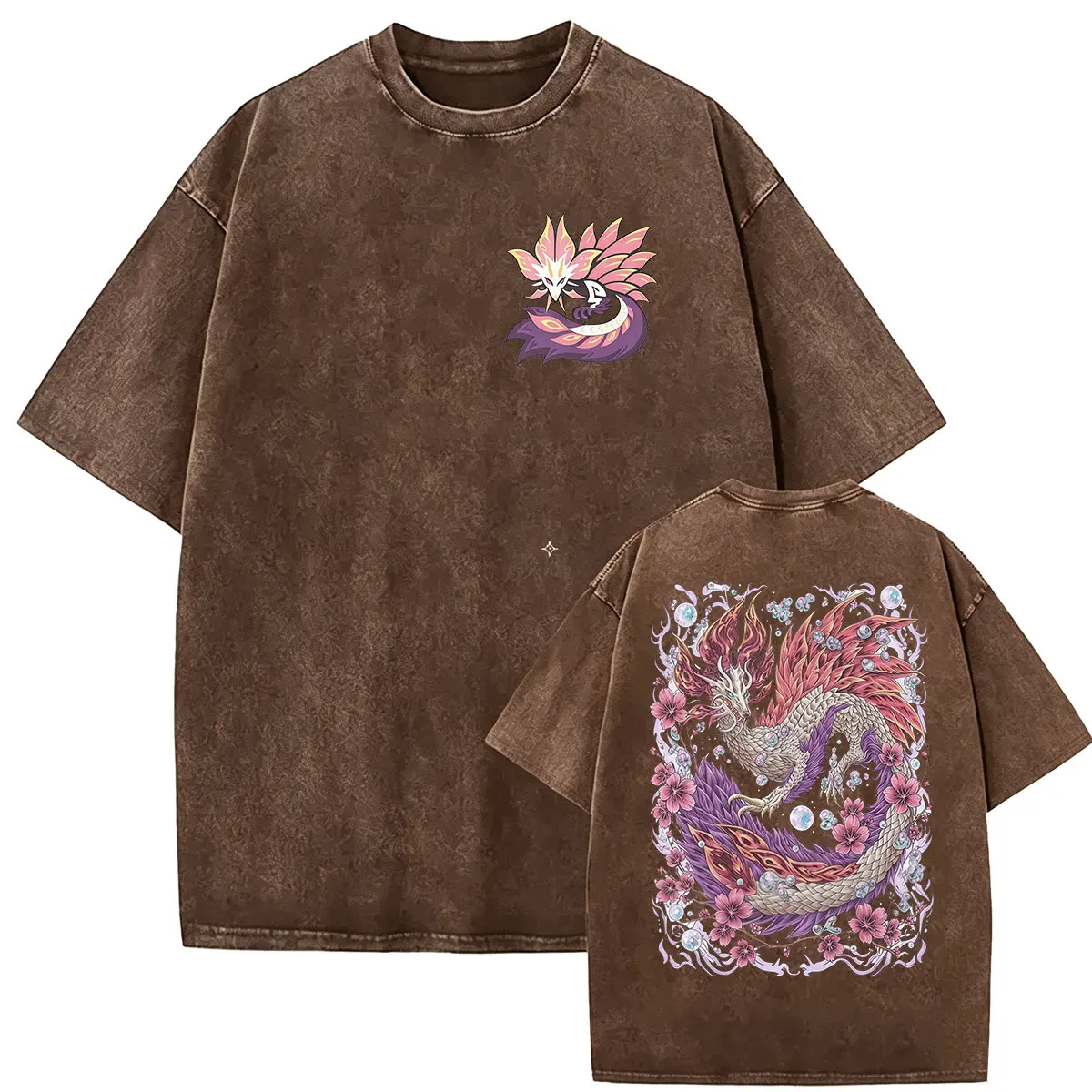 Vintage Washed Mizutsune The Bubble Fox Leviathan Monster Hunter Game Player T Shirts Men Women's Harajuku Short Sleeve T-shirt