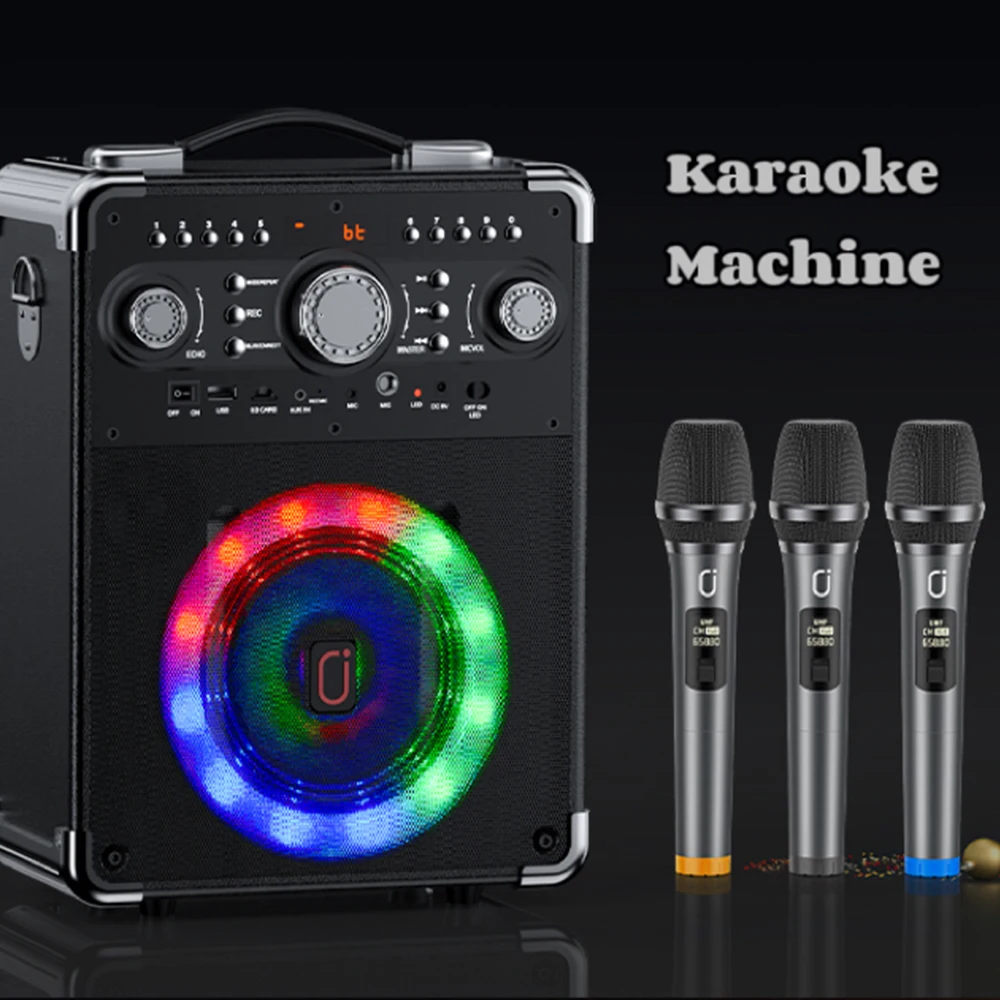 

S8-T Kara Ok with 3 Microphones,Portable Bluetooth 5.3 Kara Ok Speaker, Suitable for Outdoor Activities, Parties and Parties