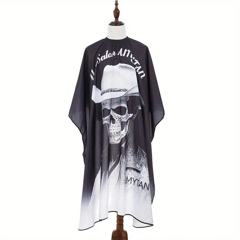 Professional Barbershop Coat Mexican Skull Print Salon Barber Cloth Adjustable Snap Closure Haircut Apron for Hair Styling
