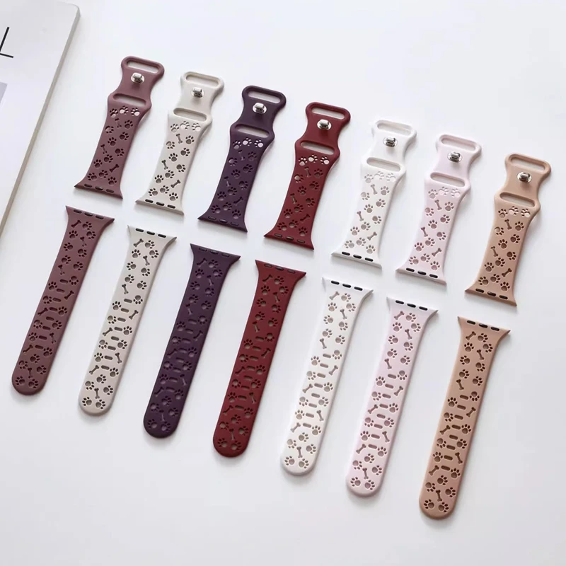 الكلب باو سيليكون حزام ل سوار ساعة يد آبل 46 مللي متر 44 40mm41 45 مللي متر 42 مللي متر 49 مللي متر كوريا سوار iWatch سلسلة الترا 2/10/9/8/7/6/5/4/3