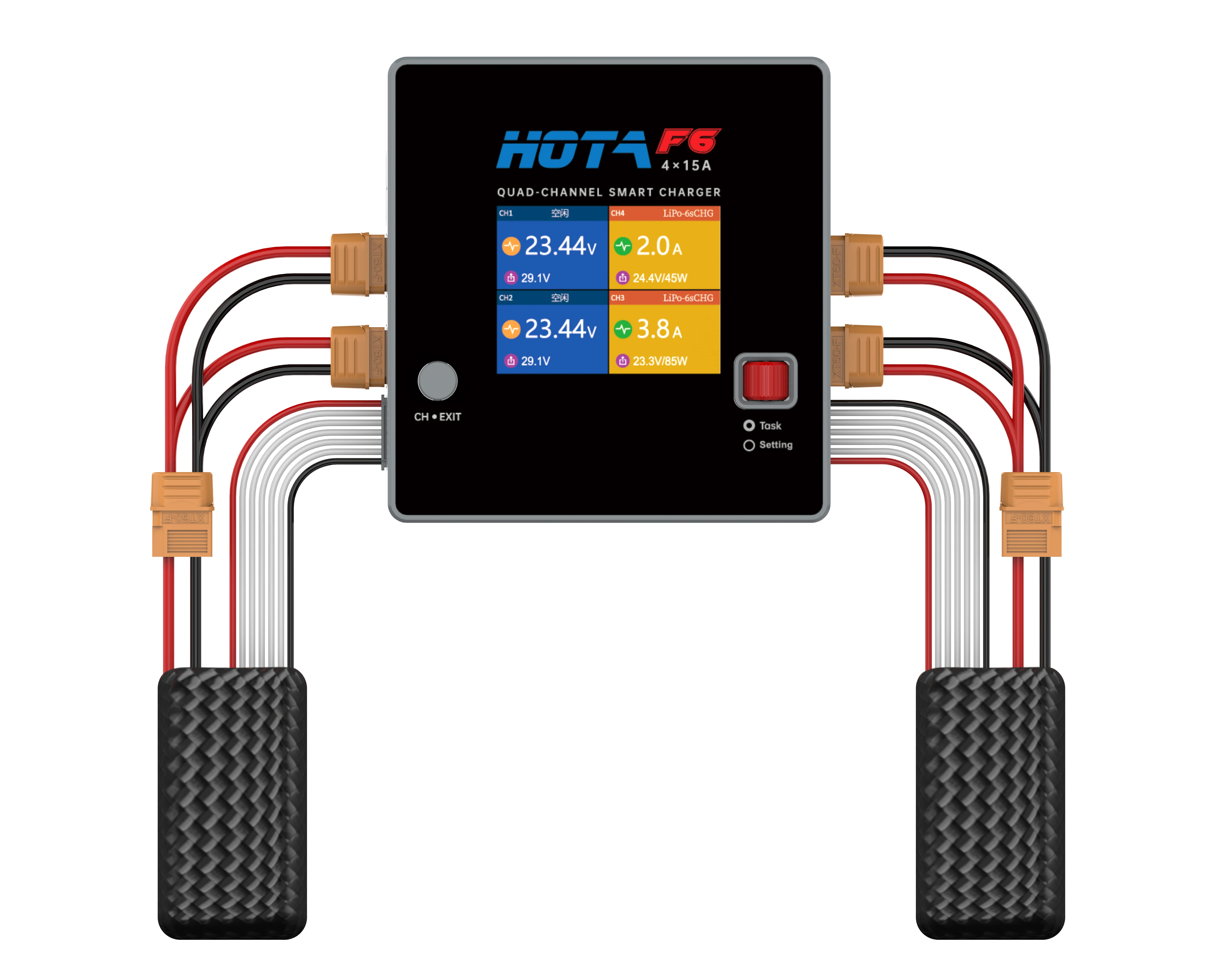 HOTA F6 4x250W 15A 4 Channel Smart Balance Charger with Type-C for Lipo LiIon NiMH Battery