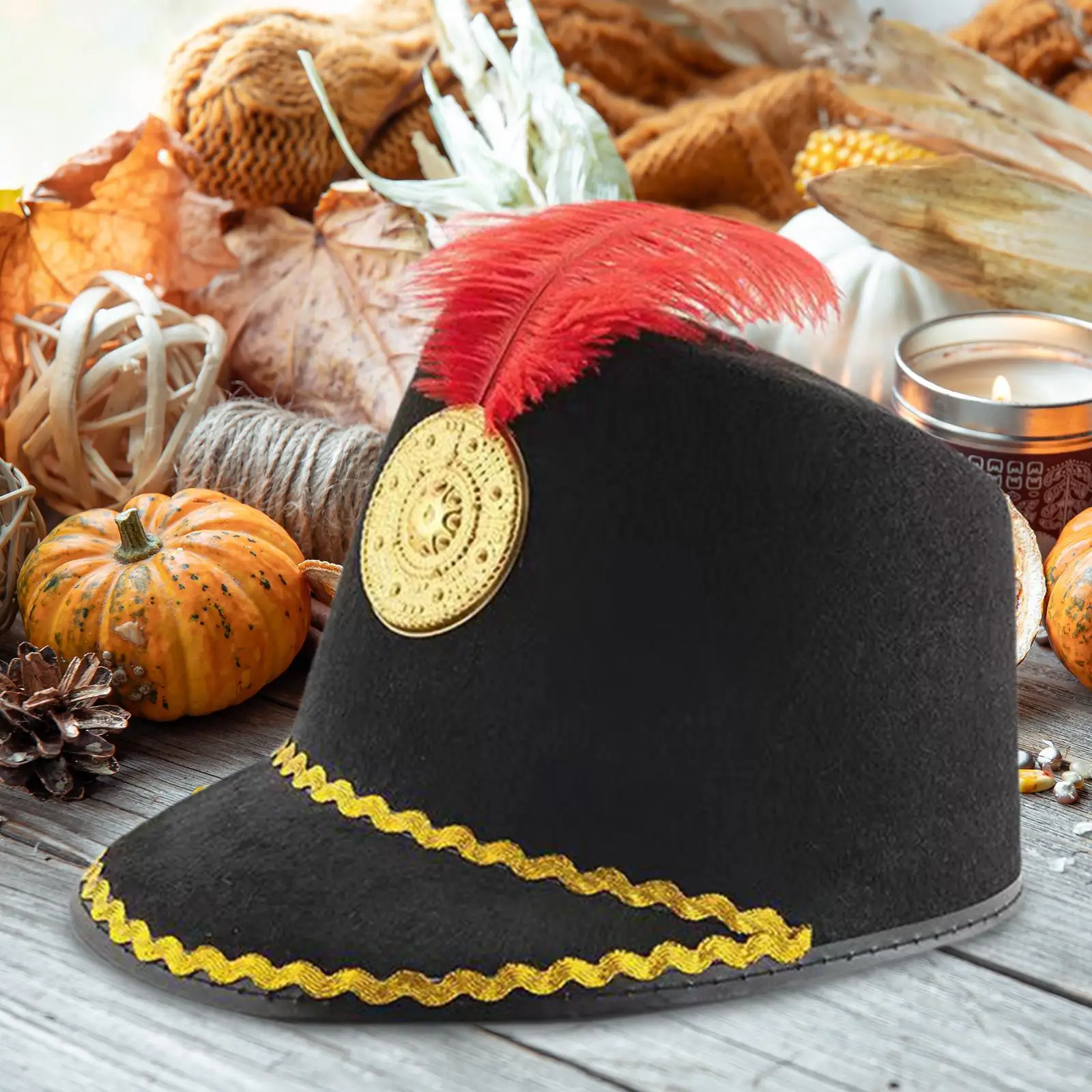 Drum Major Hat Marching Band Hat for Stage Performance Halloween Nightclub