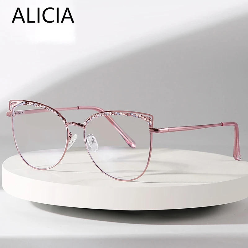 

ALICIA Specs for women Alloy Cat Eye Glasses Butterfly Eyewear Optical Prescription Frames Man