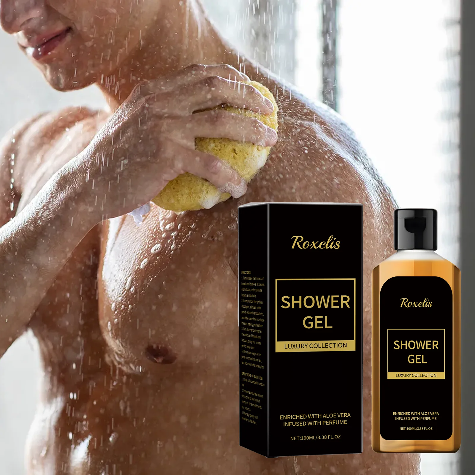 

Roxelis Men's Perfume Shower Gel - Gentle Cleansing, Oil Control, Long-Lasting Fresh Fragrance & Deep Hydration