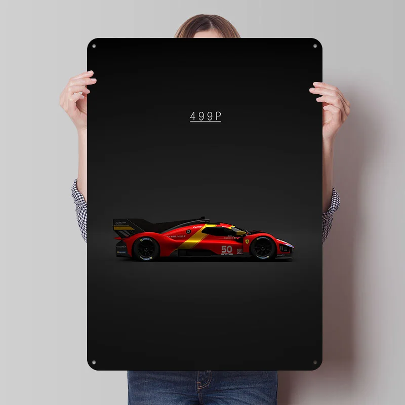 Sports Car 499P Race Car Tinplate Poster Customized Wall Art Vintage Metal Signs Retro Tin Plaque for Coffee Bar Accessories