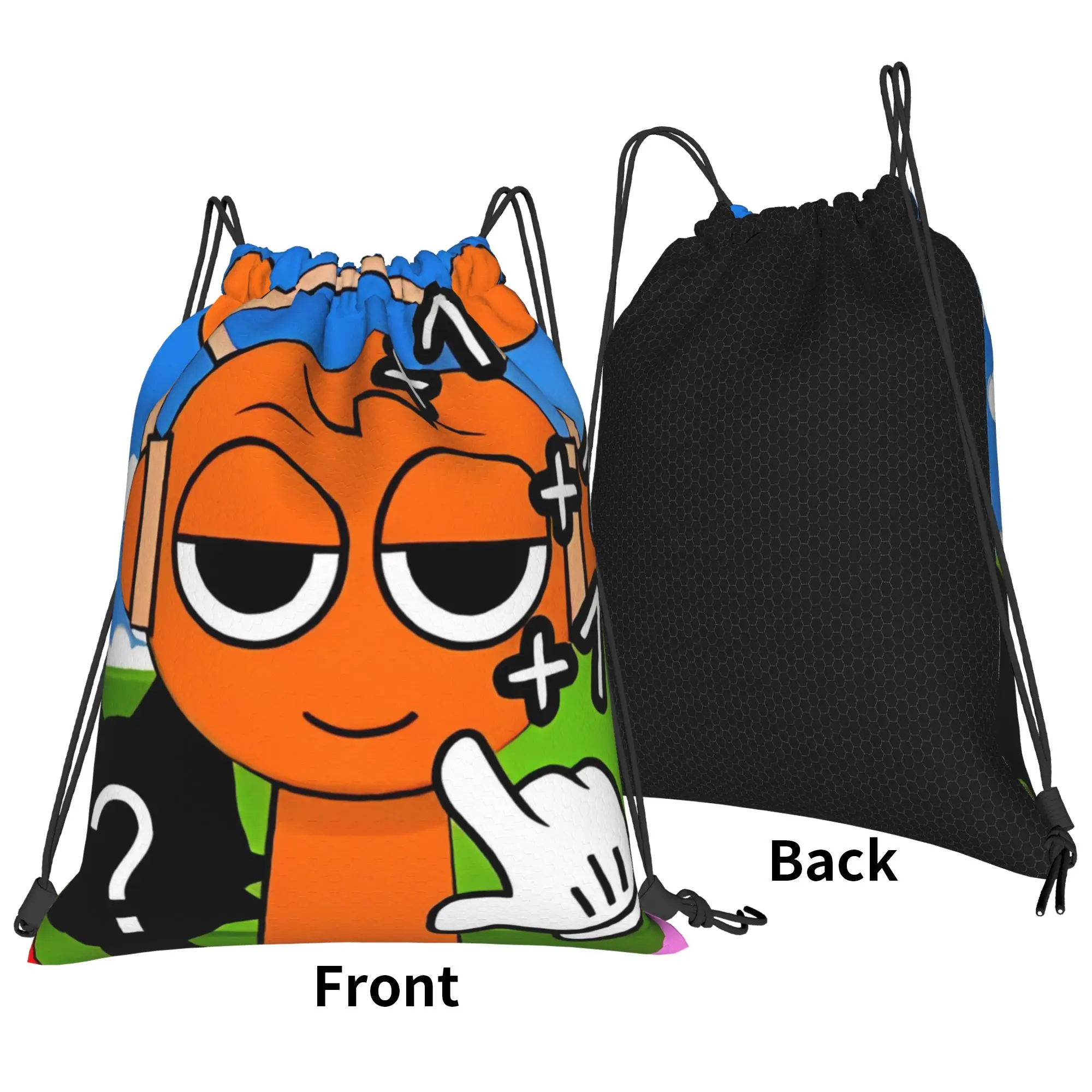 Sprunki Oren Bag Drawstring Backpack Sports Gym Sackpack Water Resistant Beats Game String Bag for Cycling 36cm (W) x 43cm (H)