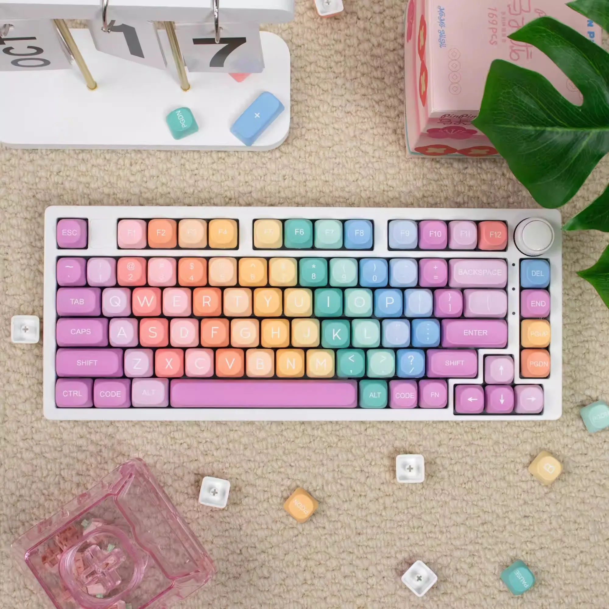 

GMK Rainbow MOA 126 Keys Keycaps PBT Keycaps Dye-Sublimation Keycaps Cute Candy Colorful Custom keycaps For Mechanical Keyboards