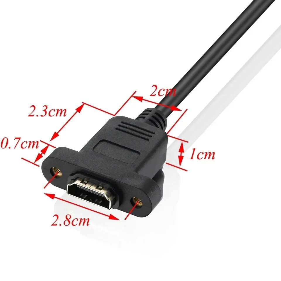 1080P HD 1.4 Version Extension Cable 3D Display Extender Male to Female Adapter Cord with Screw Panel Mount for HDTV PC Monitor