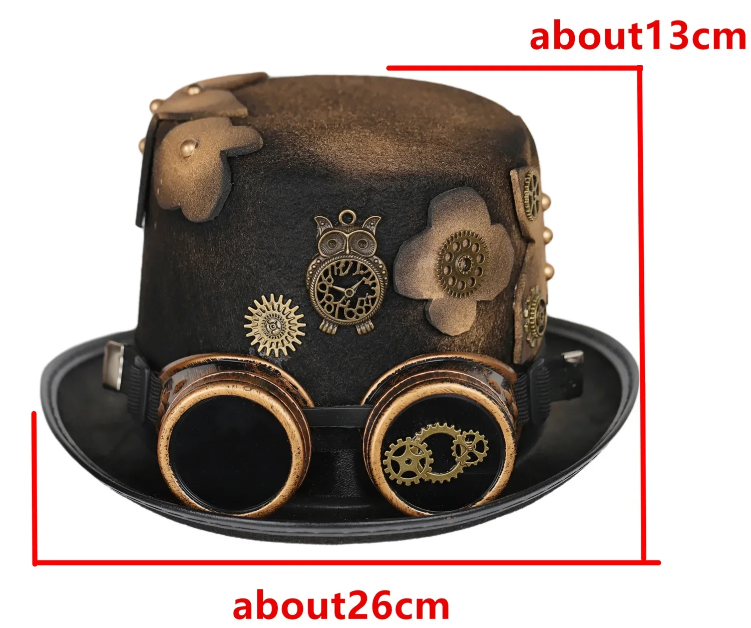 Renaissance steampunk top hat cos dance medicine bottle goggles prop hat stage performance retro style top hat