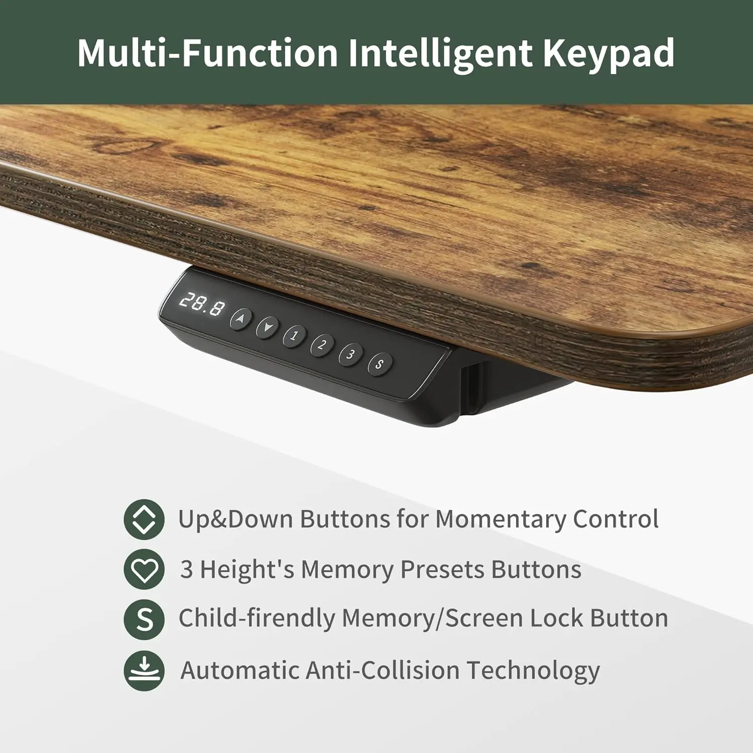 Standing Desk Adjustable Height with Drawers, 48 x 24 IncheElectric Memory Computer Desk, Black Frame/Rustic Brown Top