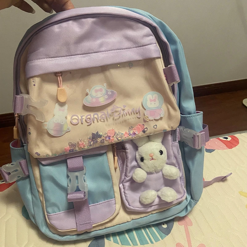 Small Girls Primary School Bag Kawaii Flowing Sand Backpack Cute Backpack Tutoring Inclined Shoulder Bag Gift For Girl