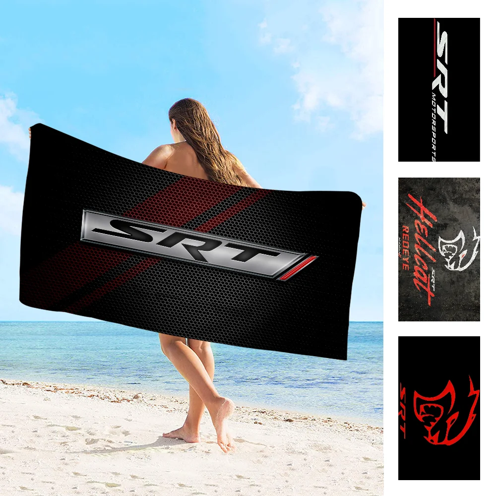 SRT Hellcat Demon Dodge Bath Towel Microfiber Soft Water Absorbing Breathable For Girl Kids Decorative Cartoon Beach Towel